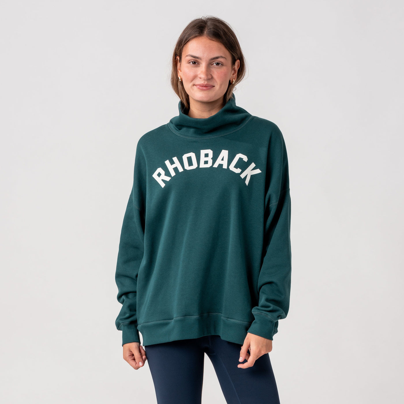 Bedford Oversized Mockneck | Solid - Ponderosa Green - Wordmark