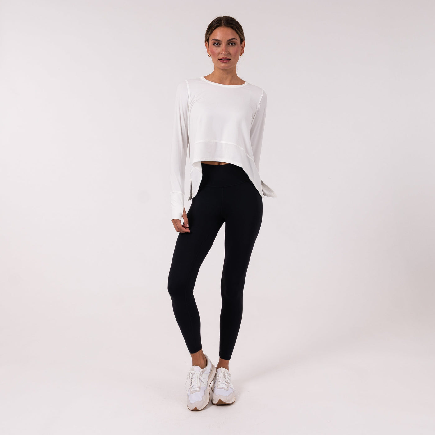 Drift Long Sleeve Flowy Tee | Solid - White