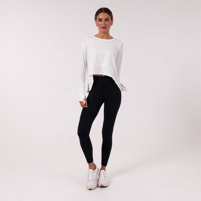 Drift Long Sleeve Flowy Tee | Solid - White