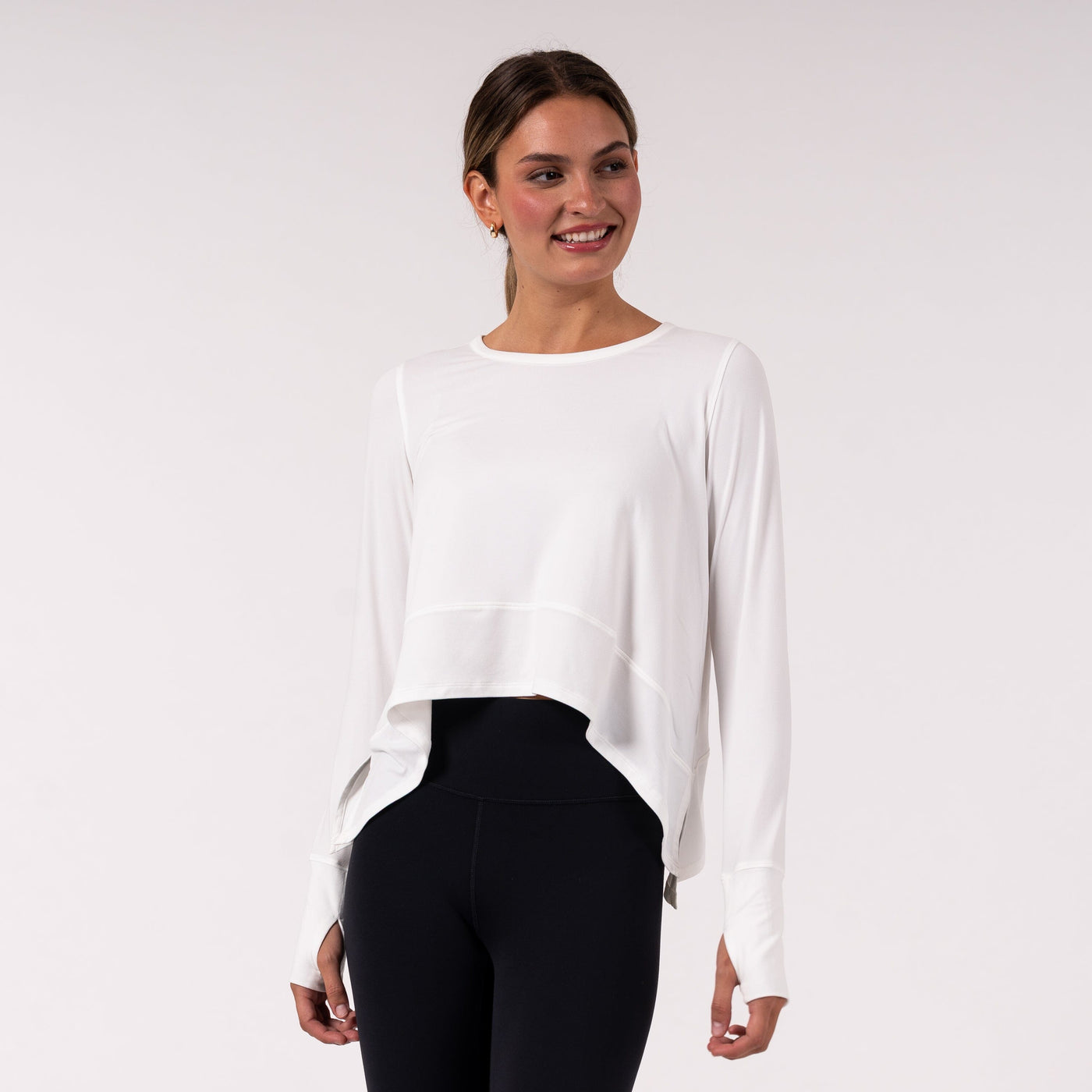 Drift Long Sleeve Flowy Tee | Solid - White