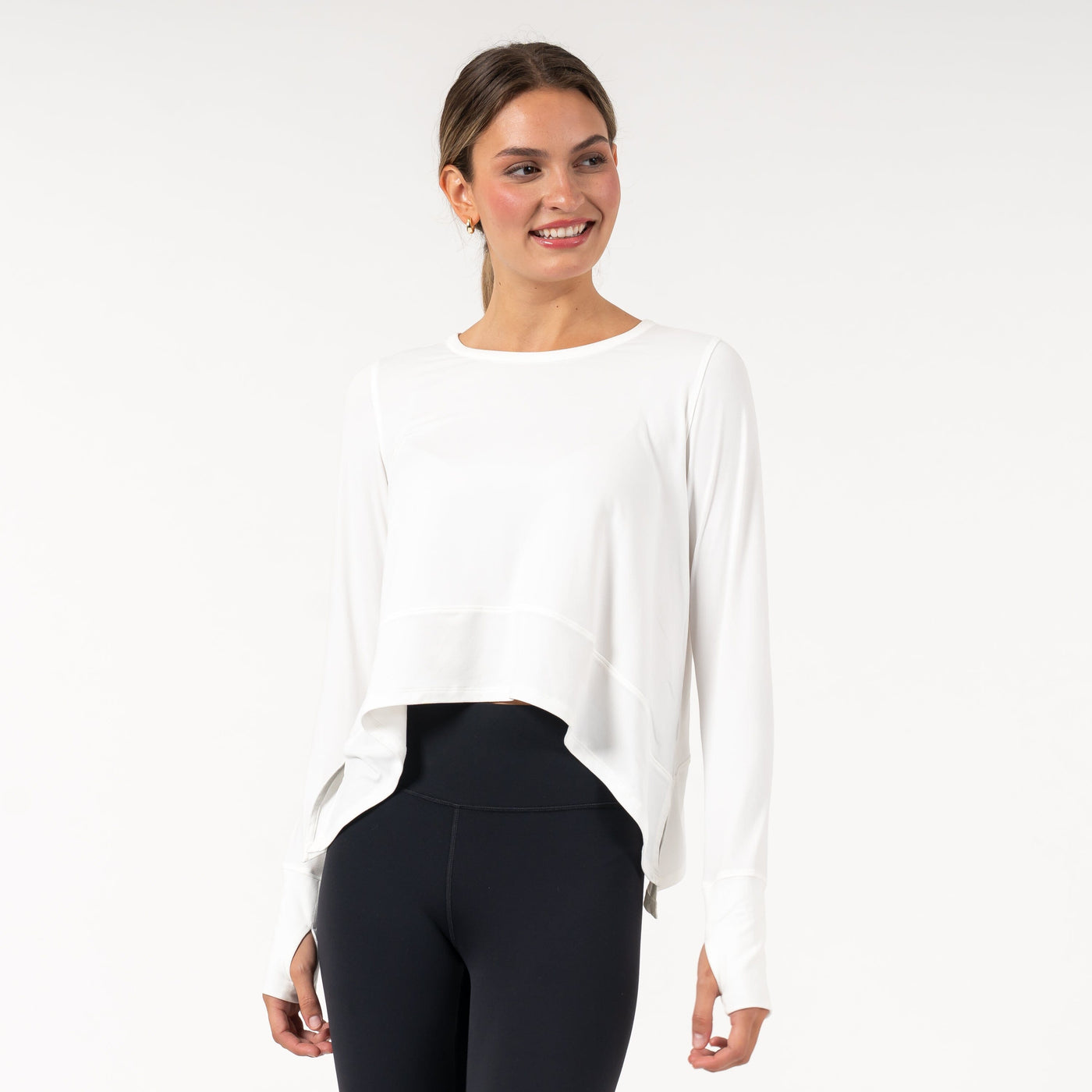 Drift Long Sleeve Flowy Tee | Solid - White