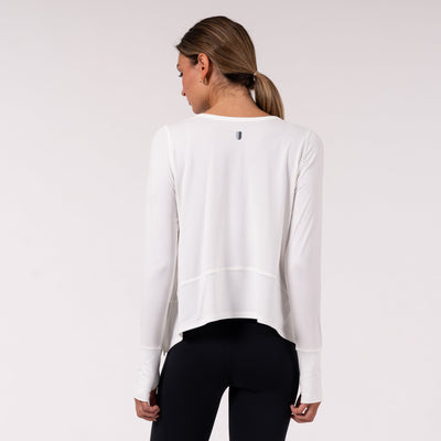 Drift Long Sleeve Flowy Tee | Solid - White