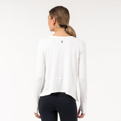 Drift Long Sleeve Flowy Tee | Solid - White