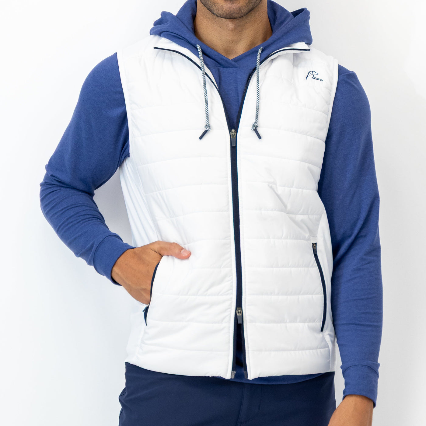 Fulton Performance Vest | Solid - White/Fleet Navy - USA
