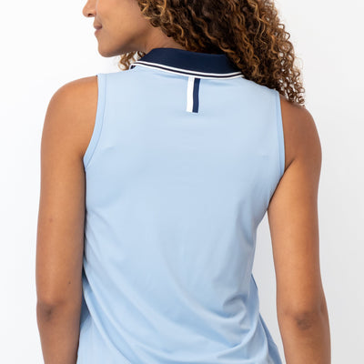 Brooke Sleeveless Performance Polo | Solid - Zenith Blue
