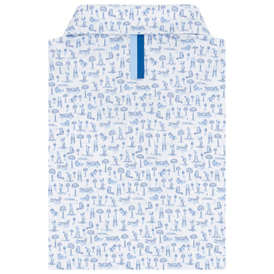 The Solina Scenes | Performance Polo | The Solina Scenes - White/Short Stop Blue