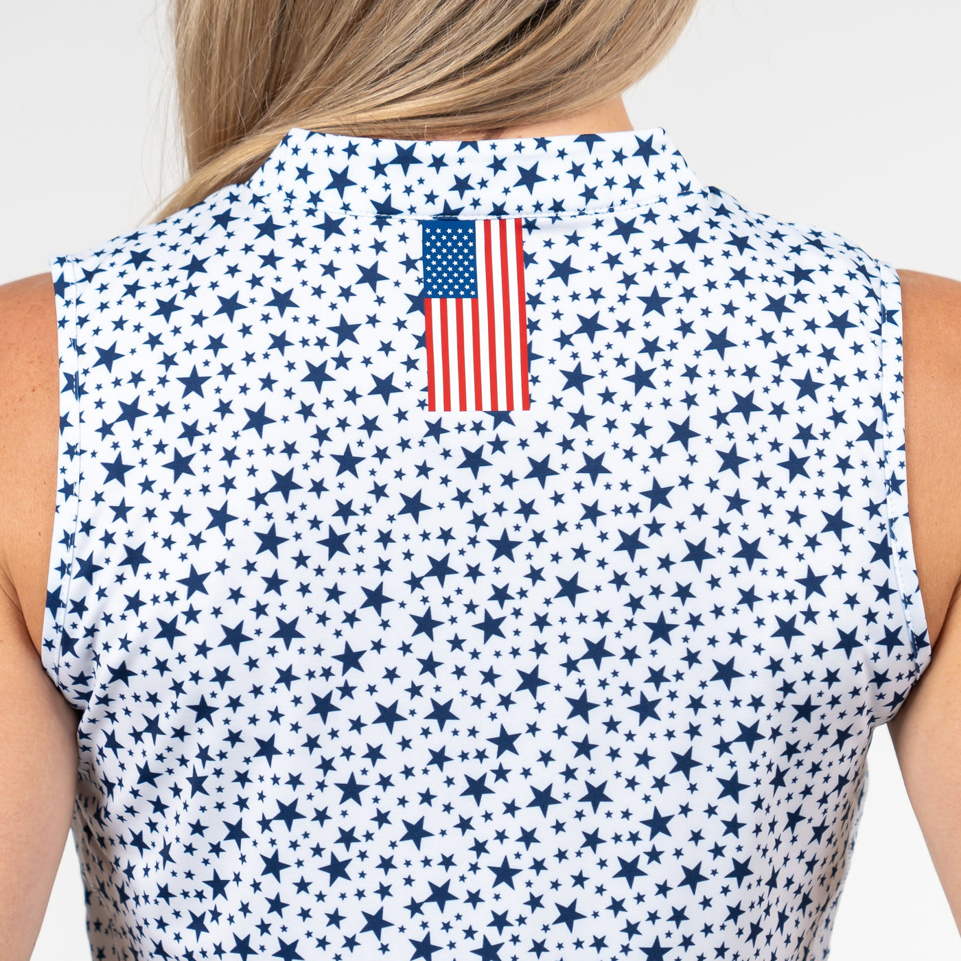 Stars Sleeveless Zip | The Stars - White/Patriot Blue - USA