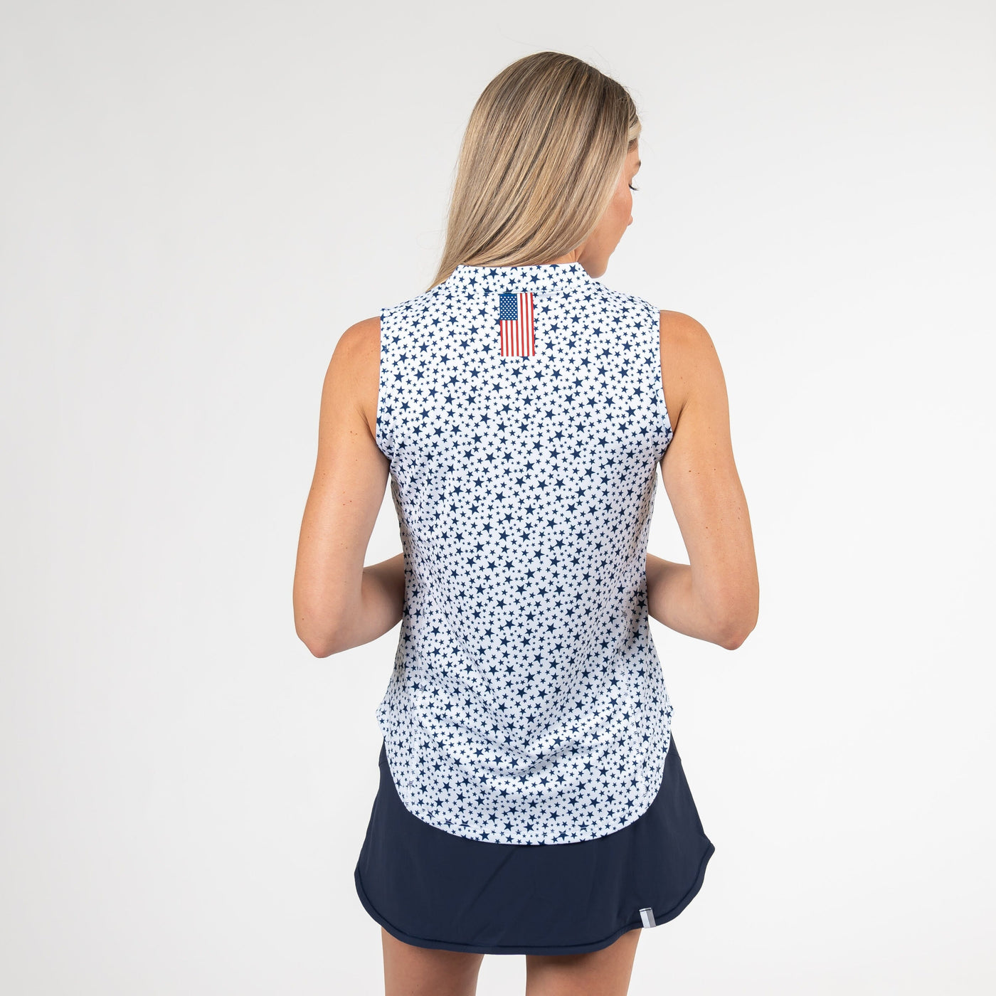 Stars Sleeveless Zip | The Stars - White/Patriot Blue - USA