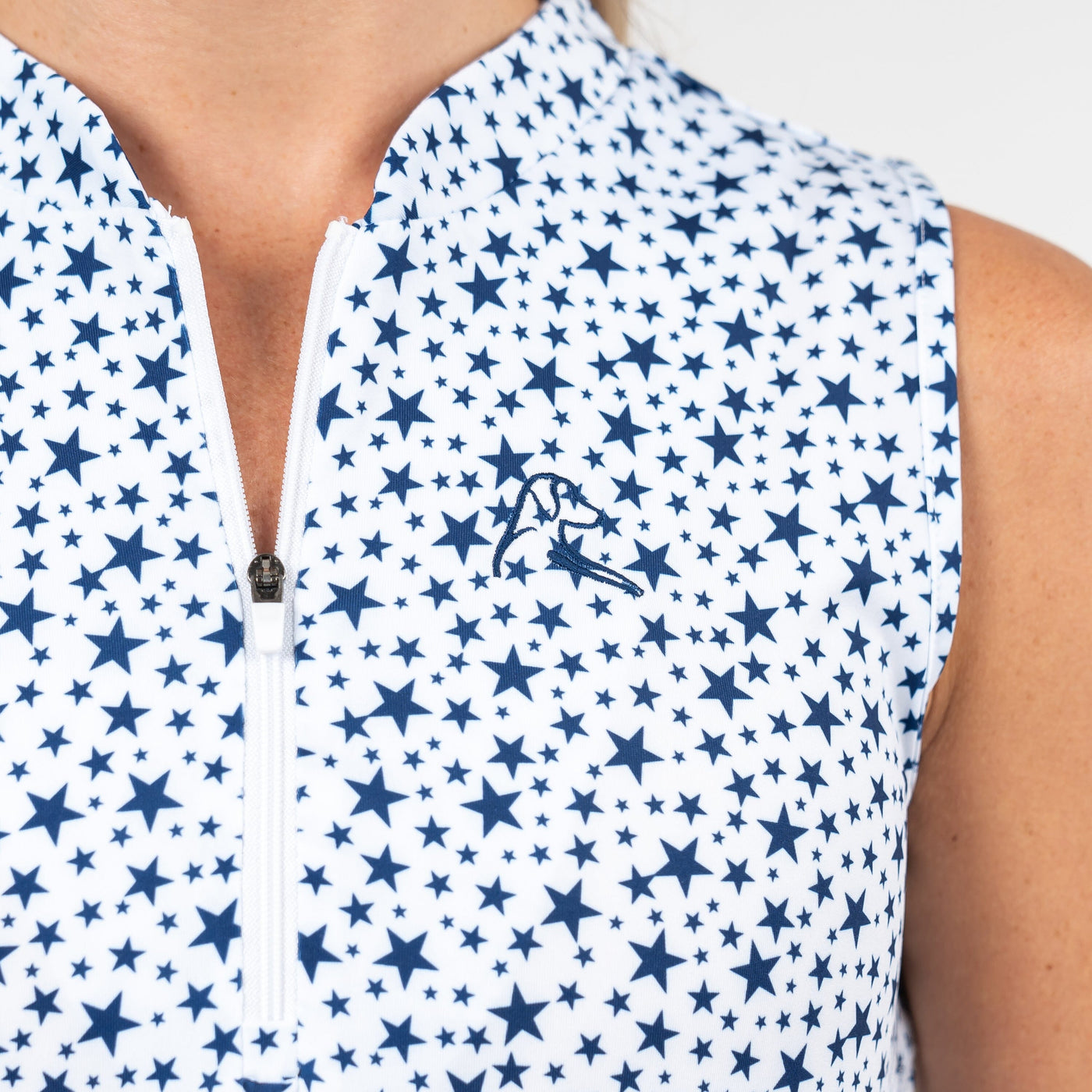 Stars Sleeveless Zip | The Stars - White/Patriot Blue - USA