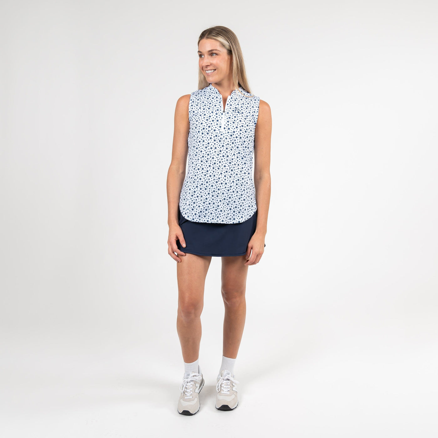 Stars Sleeveless Zip | The Stars - White/Patriot Blue - USA