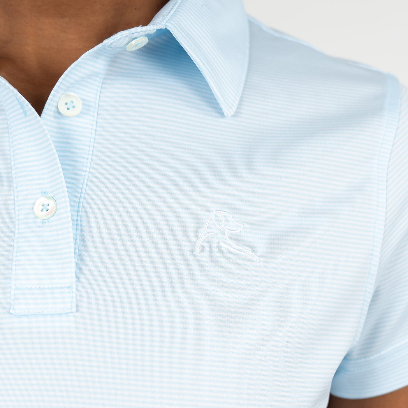 The Crispy Stripe Performance Polo | The Crispy Stripe - Pale Blue/White