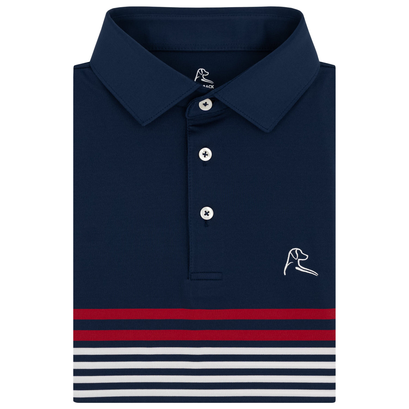 The Storm Stripe | Performance Polo | The Storm Stripe - Fleet Navy/White/Cardinal Red