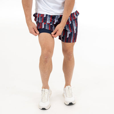 Grit Gym Short - 7" | The Strike - Fleet Navy/Cardinal Red