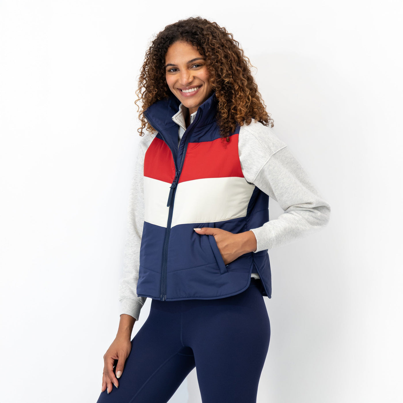 Cisco Insulated Vest | The Sunset Block - Fleet Navy/Cardinal Red/Ivory