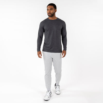 Tailwind Performance Long Sleeve Tee | Heather - Charcoal Grey/Ash Grey