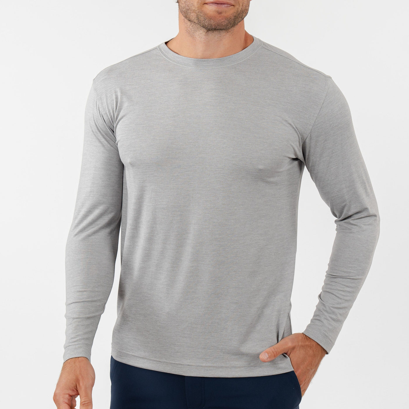 Tailwind Performance Long Sleeve Tee | Heather - Thunder Grey/Stratus Grey