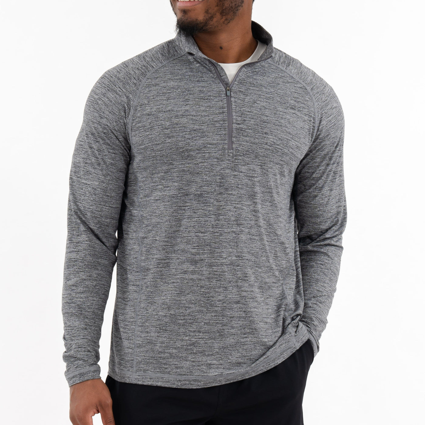 Tailwind Performance Q-Zip | Heather - Boulder Grey/White