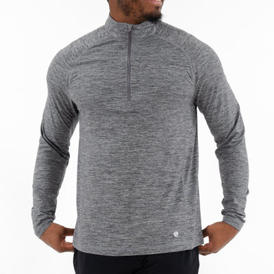 Tailwind Performance Q-Zip | Heather - Boulder Grey/White