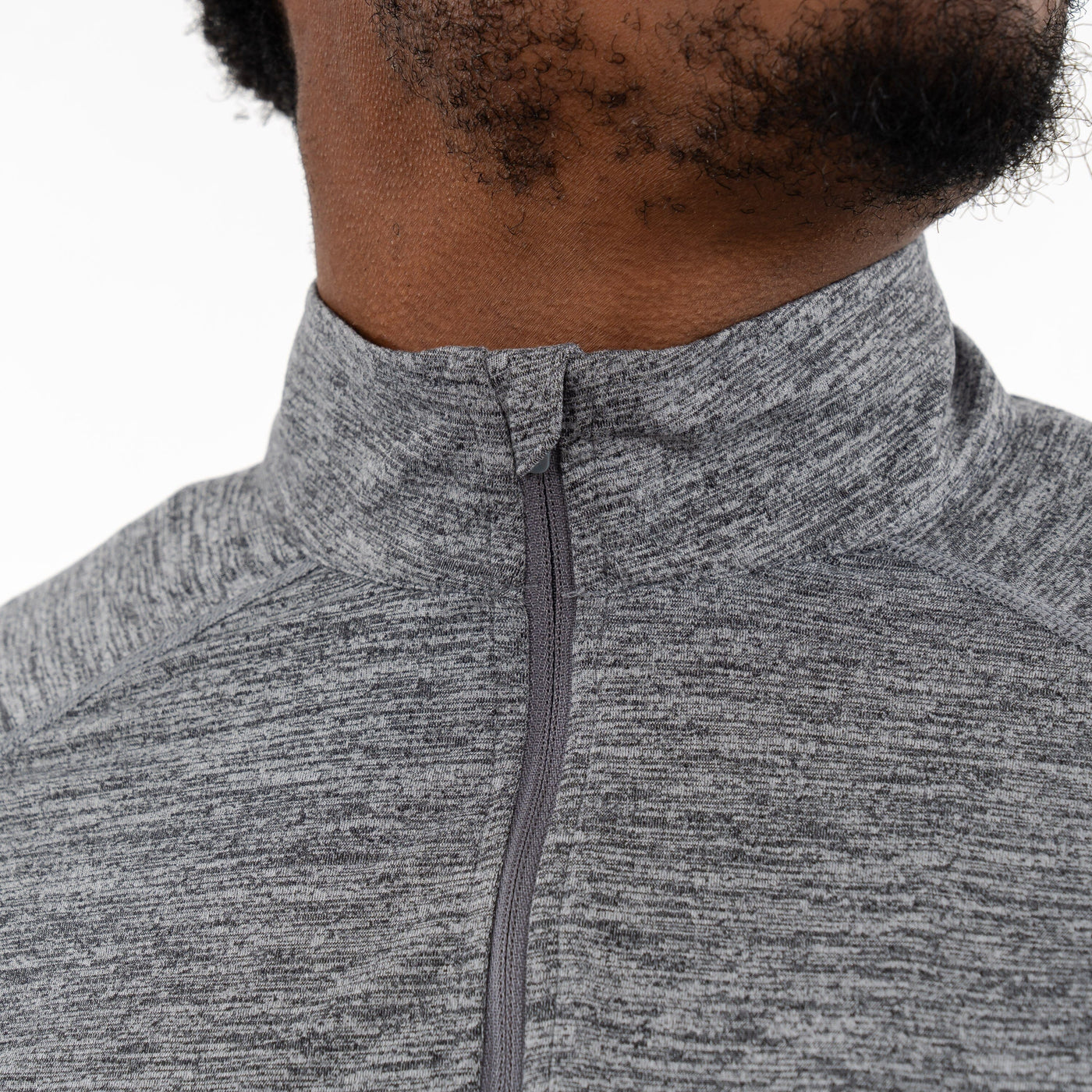 Tailwind Performance Q-Zip | Heather - Boulder Grey/White