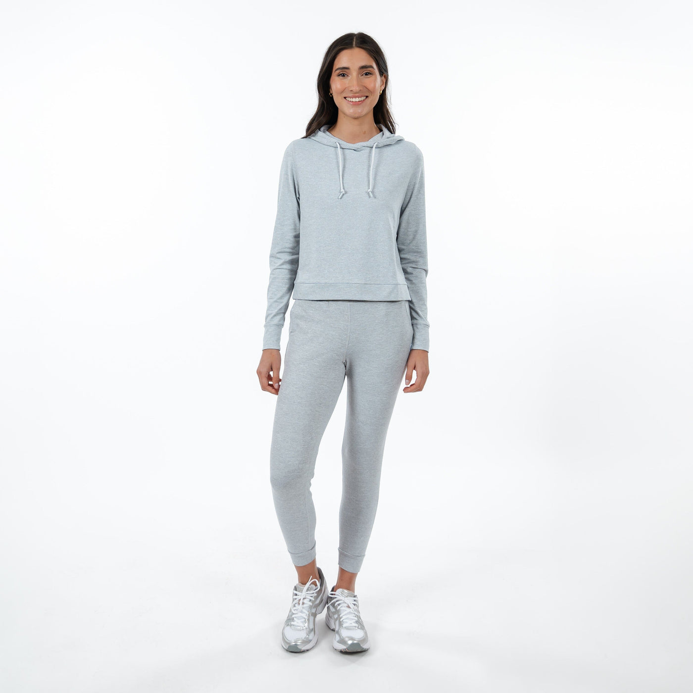 Tempo Performance Hoodie | Heather - Stainless Steel/White