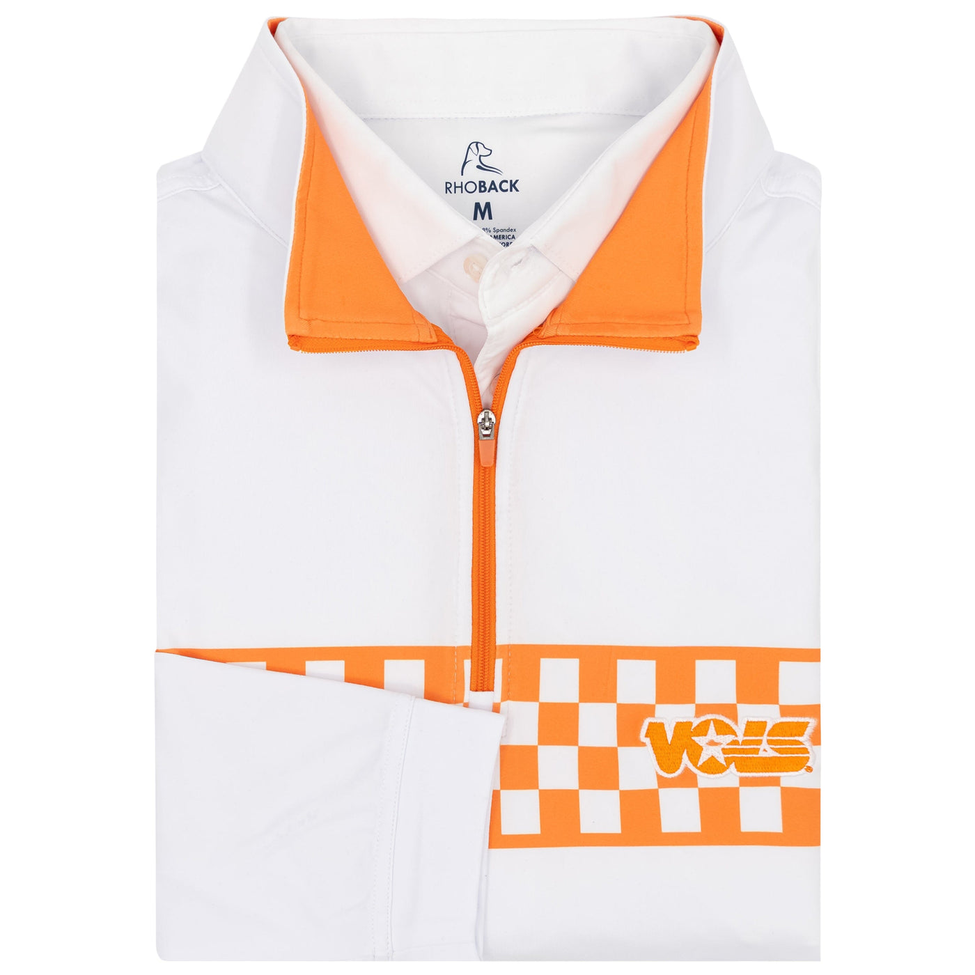 Tennessee Checker Stripe Collegiate Q-Zip | The Tennessee Checker Stripe - White/Horizon Orange