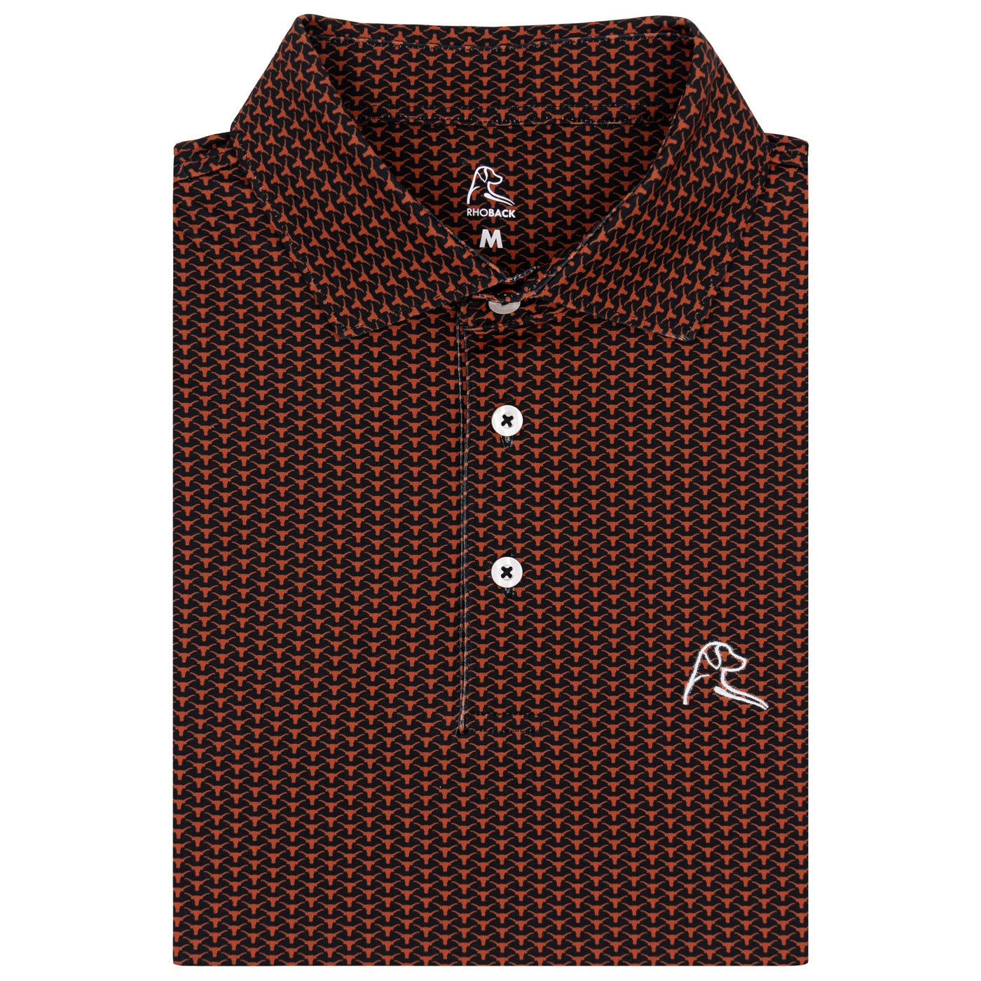 The Texas Horns | Collegiate Polo | The Texas Horns - Black/Rust Orange