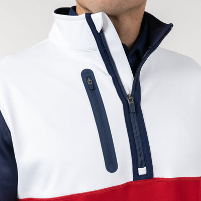 Knoll Performance Half-Zip | The Triple Block - White/Cardinal Red/Fleet Navy