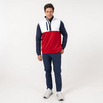 Knoll Performance Half-Zip | The Triple Block - White/Cardinal Red/Fleet Navy