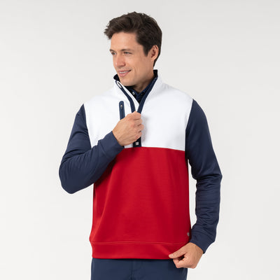 Knoll Performance Half-Zip | The Triple Block - White/Cardinal Red/Fleet Navy