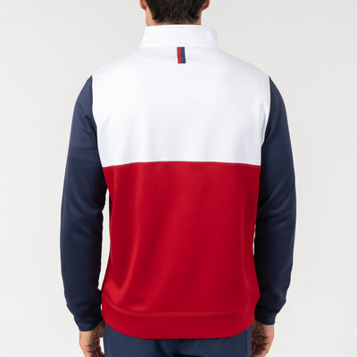 Knoll Performance Half-Zip | The Triple Block - White/Cardinal Red/Fleet Navy