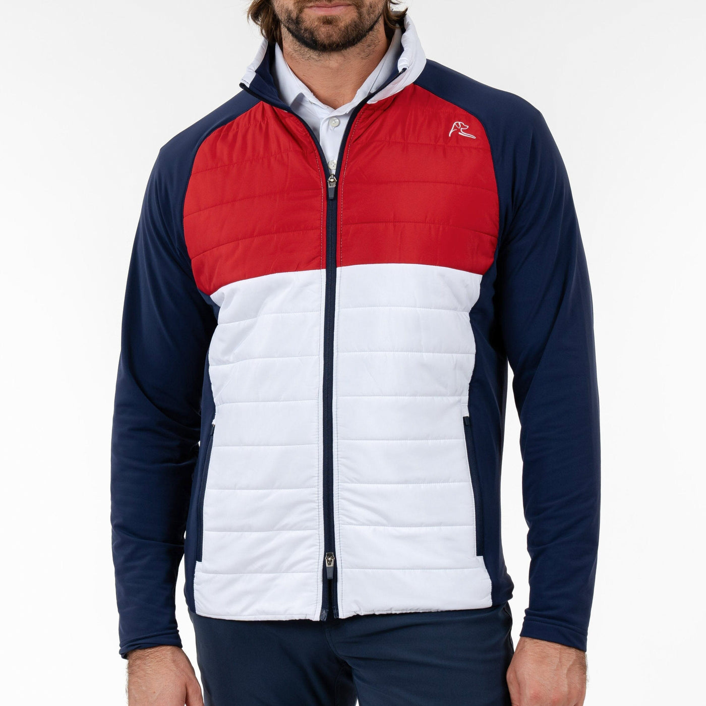 Fulton Hybrid Jacket | The Triple Block - White/Cardinal Red/Fleet Navy - USA