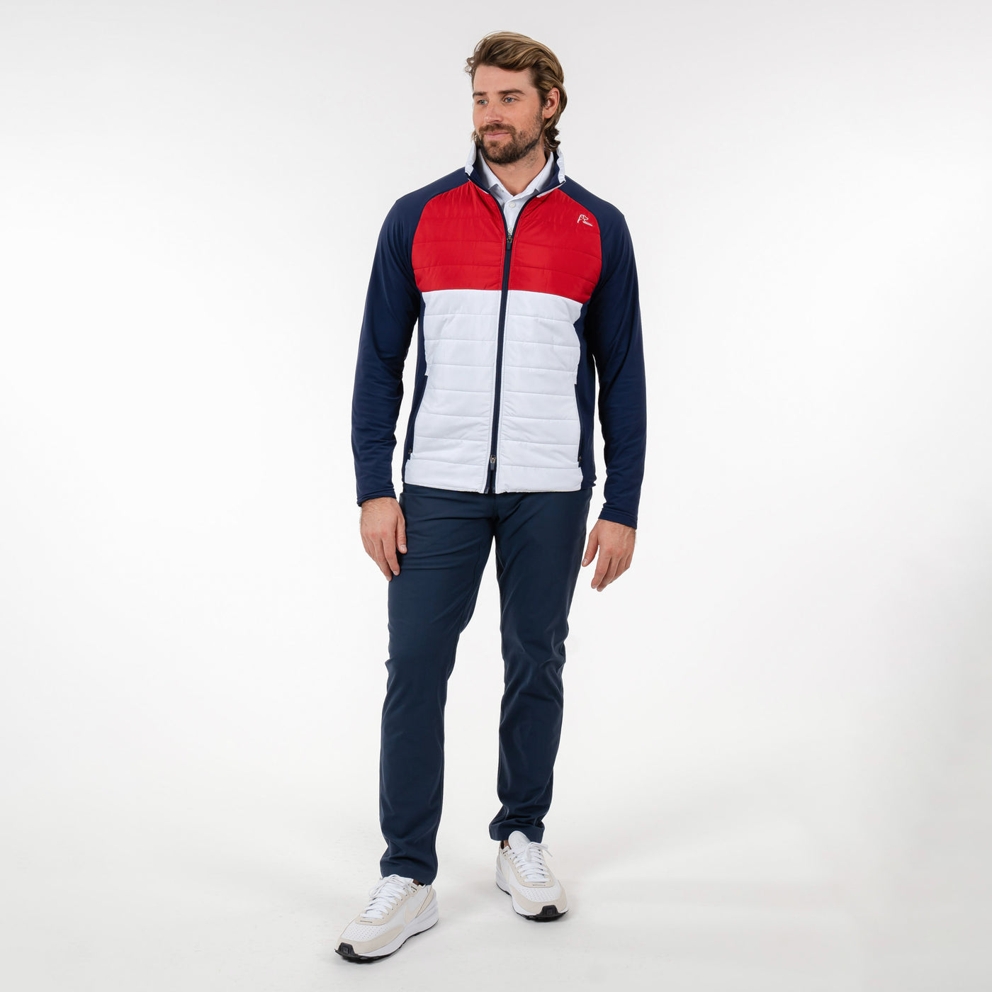 Fulton Hybrid Jacket | The Triple Block - White/Cardinal Red/Fleet Navy - USA