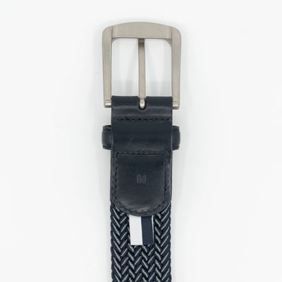 Flex Stretch Belt | The Two Color Weave - Fleet Navy/Thunder Grey