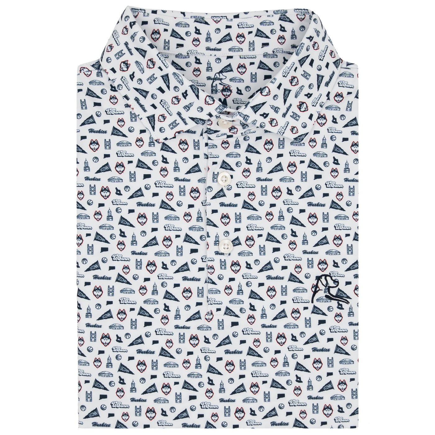 The UConn Gameday | Collegiate Polo | The UConn Gameday - White/Indigo Blue