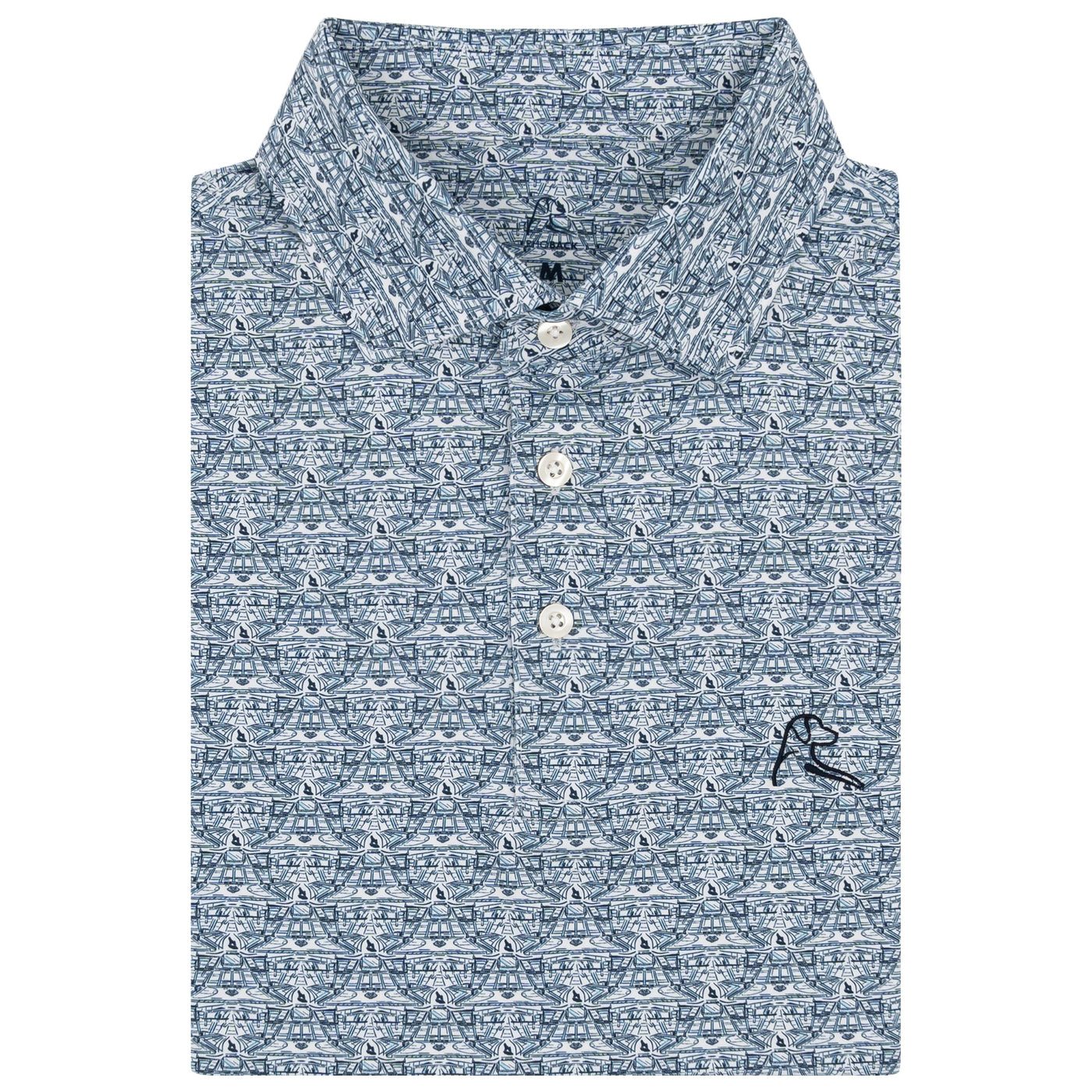 The UConn Gampel Pavilion | Collegiate Polo | The UConn Gampel Pavilion - White/Indigo Blue
