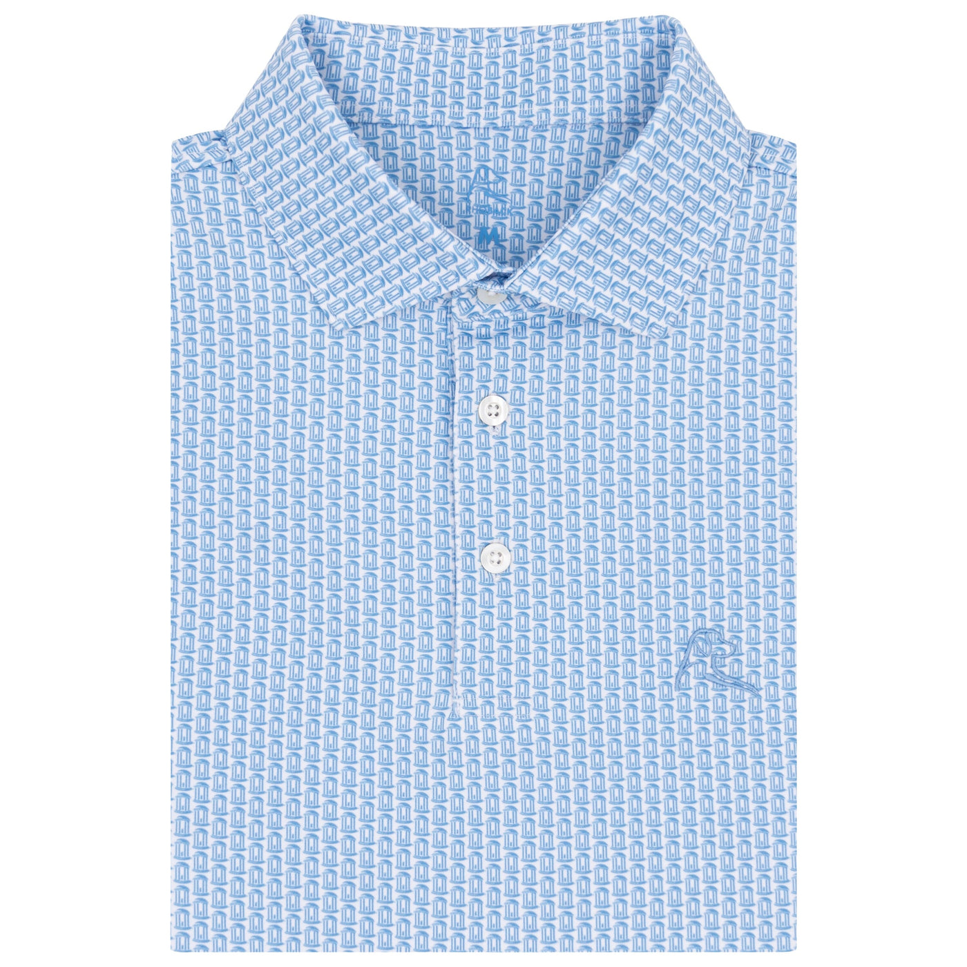 The UNC Old Well | Collegiate Polo | The UNC Old Well - White/Powder Blue
