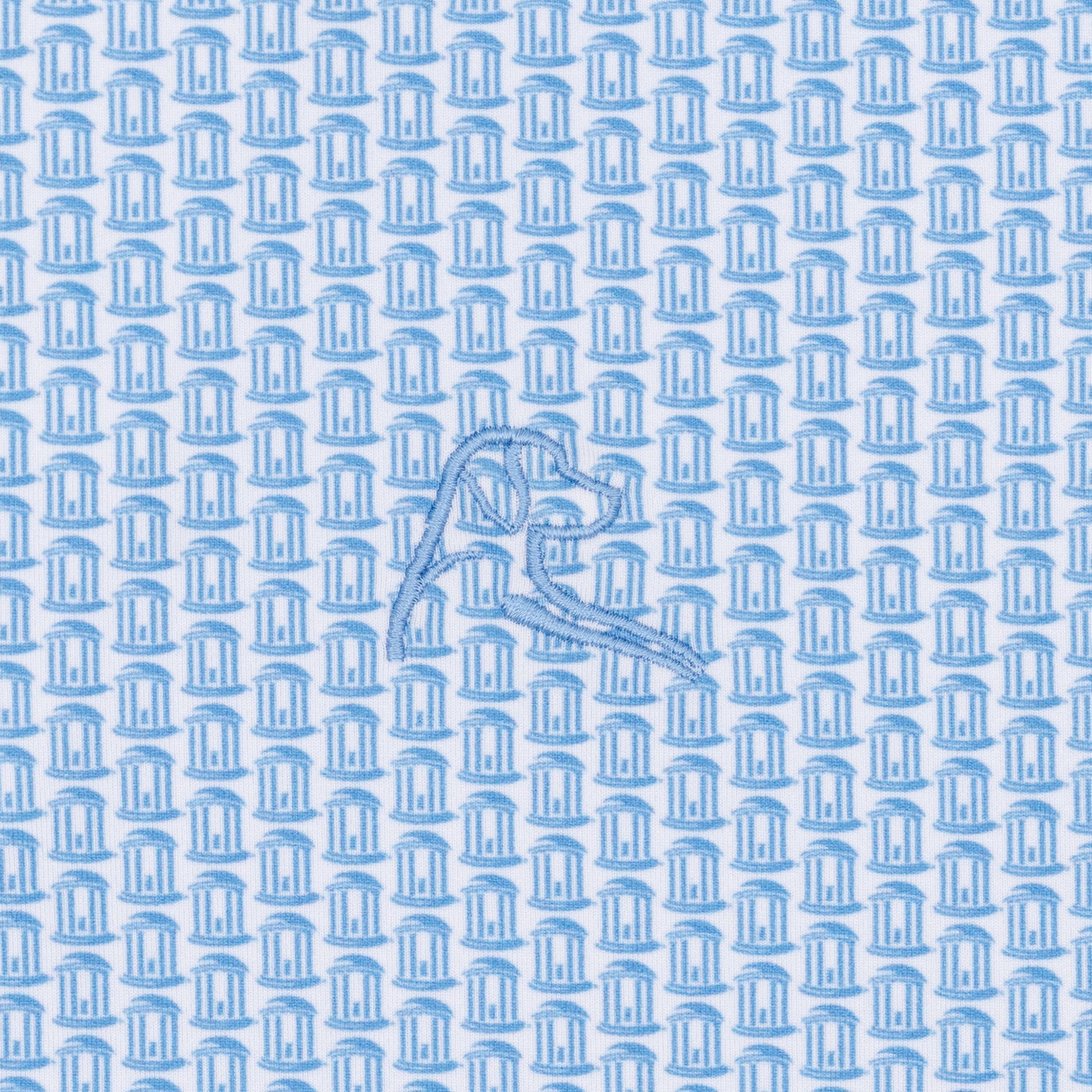 The UNC Old Well | Collegiate Polo | The UNC Old Well - White/Powder Blue