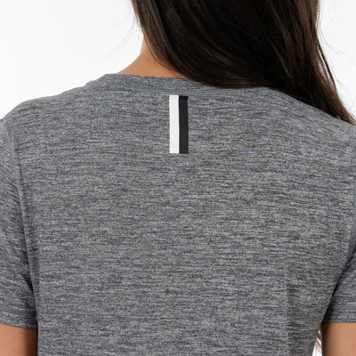 Drift Performance Crop Tee | Heather - Boulder Grey/White