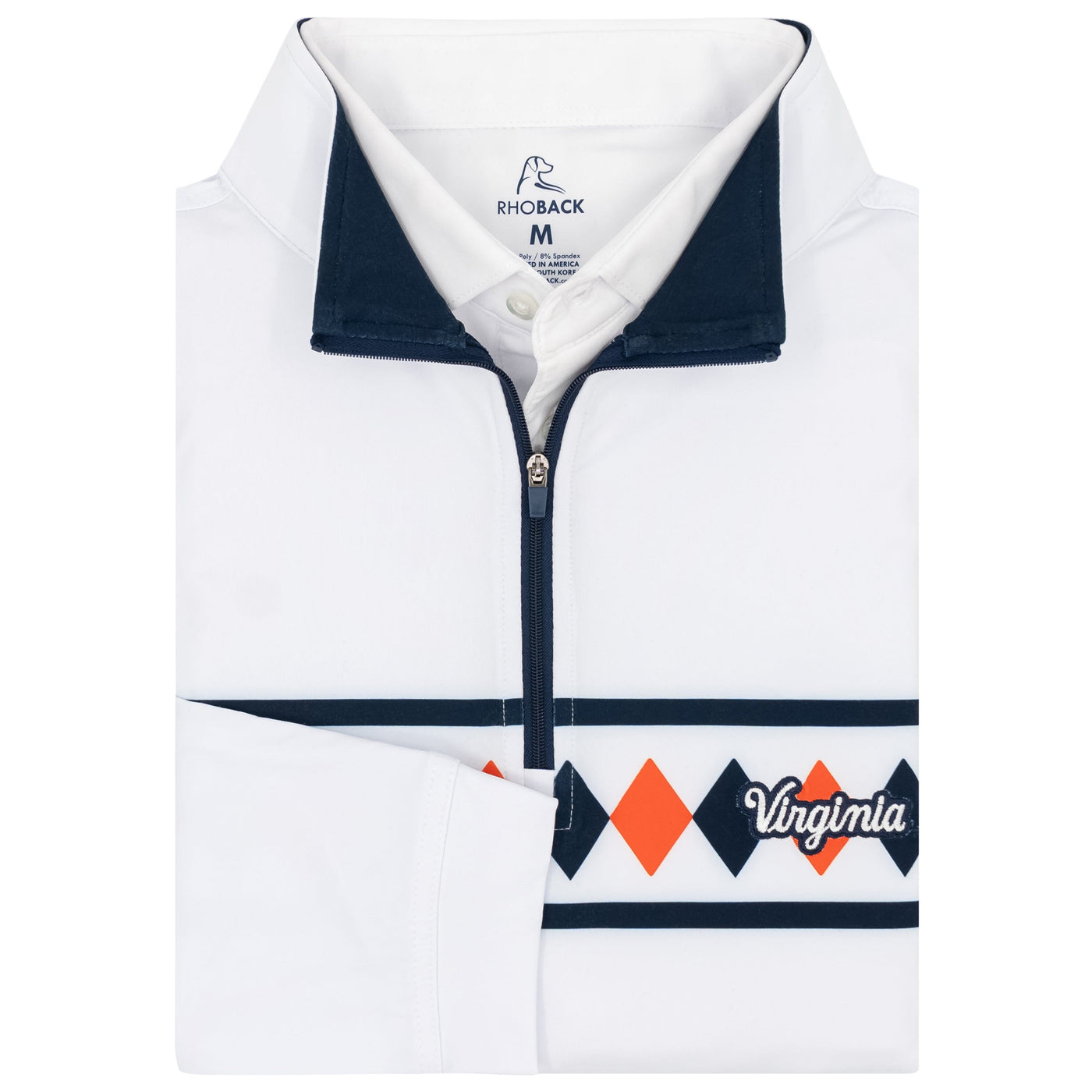 UVA Argyle Stripe Collegiate Q-Zip | The UVA Argyle Stripe - White/Admiral Navy