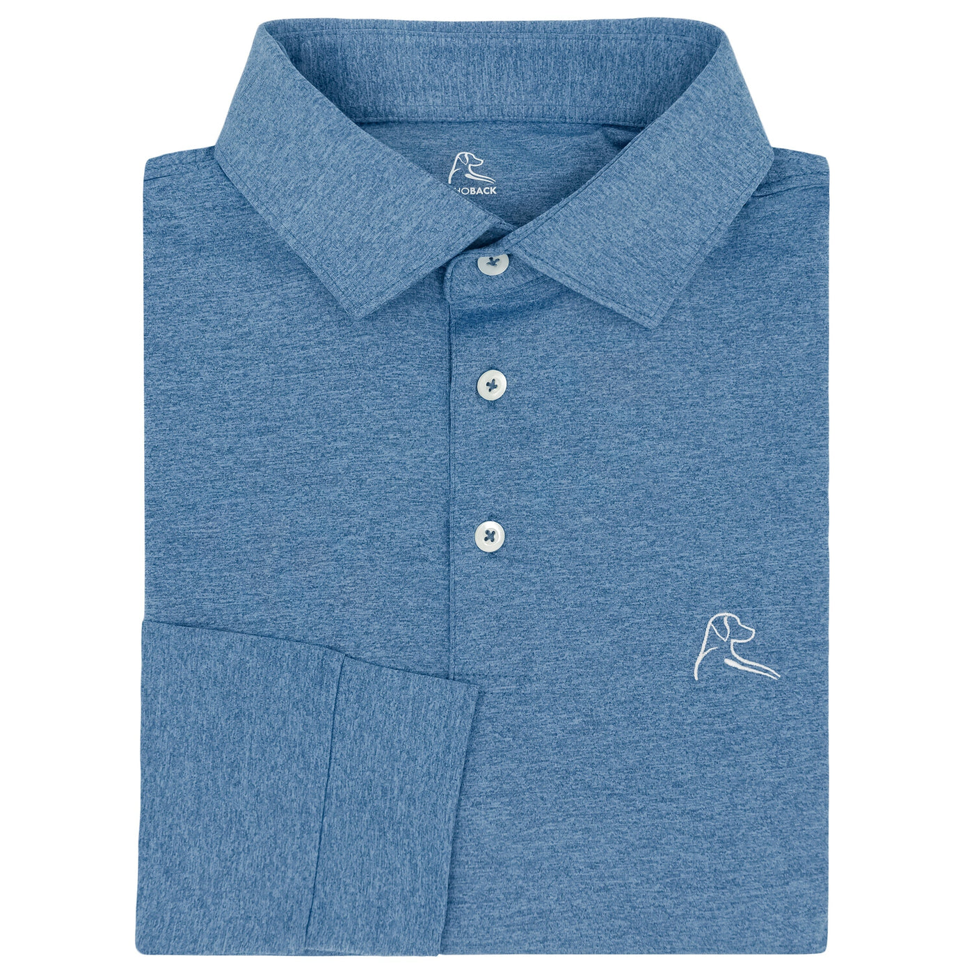 Heather | Long Sleeve Performance Polo | Heather - Vintage Blue/Stone Blue