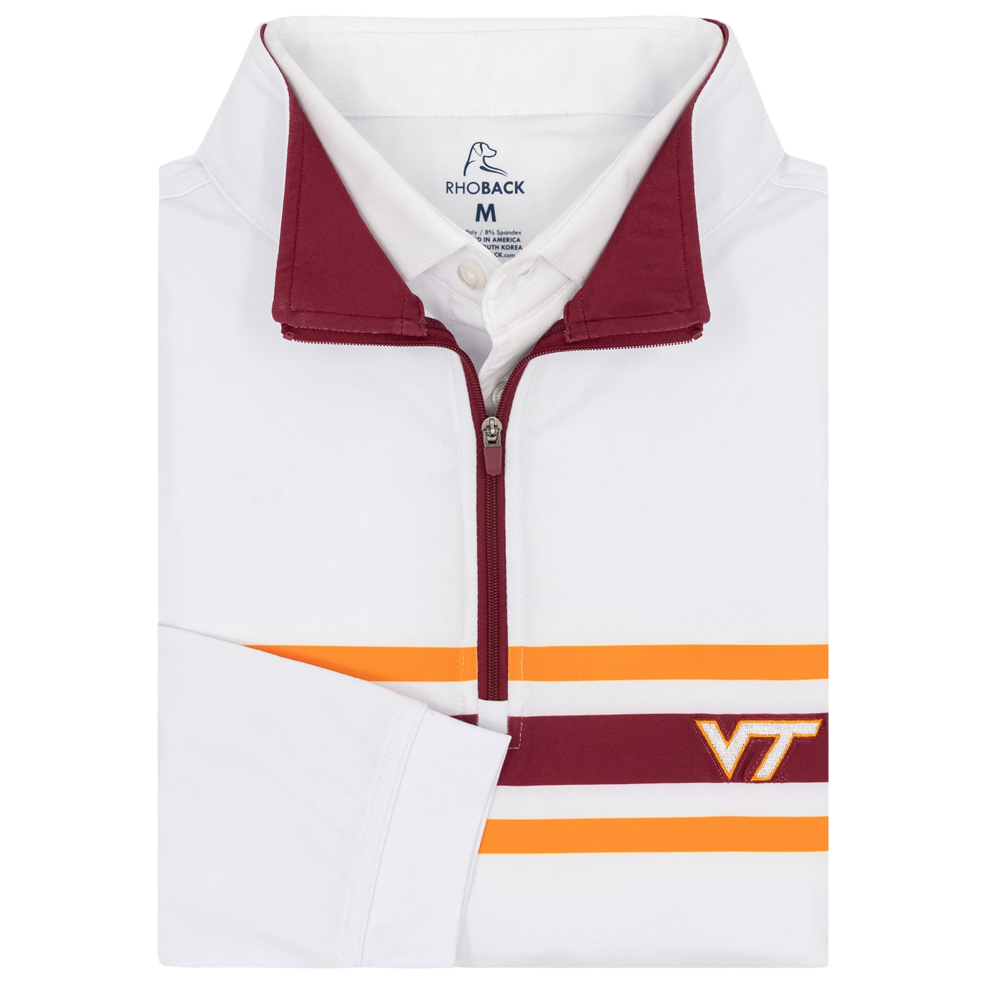 Virginia Tech Helmet Stripe Collegiate Q-Zip | The Virginia Tech Helmet Stripe - White/Dark Maroon