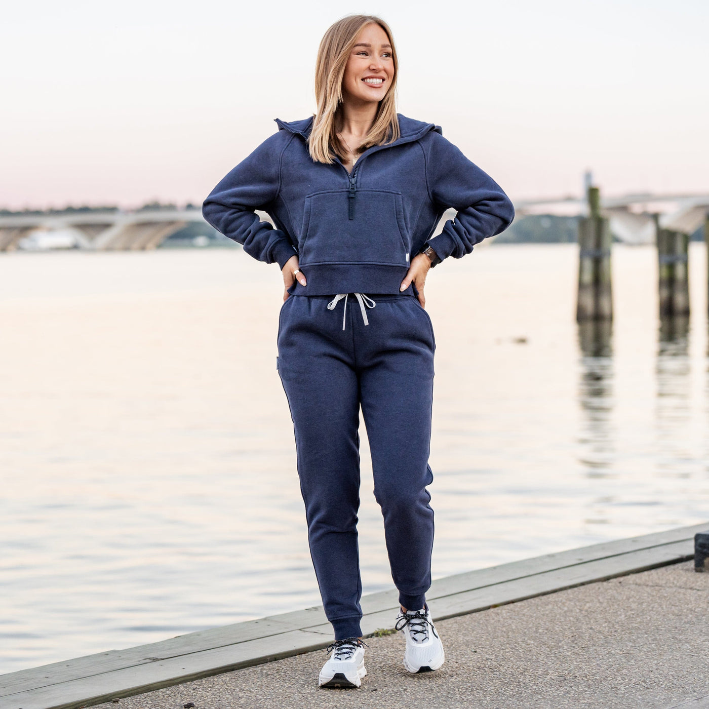 Clarity Half-Zip Hoodie | Heather - Fleet Navy