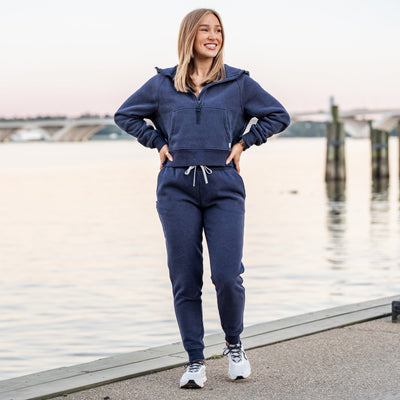 Clarity Half-Zip Hoodie | Heather - Fleet Navy