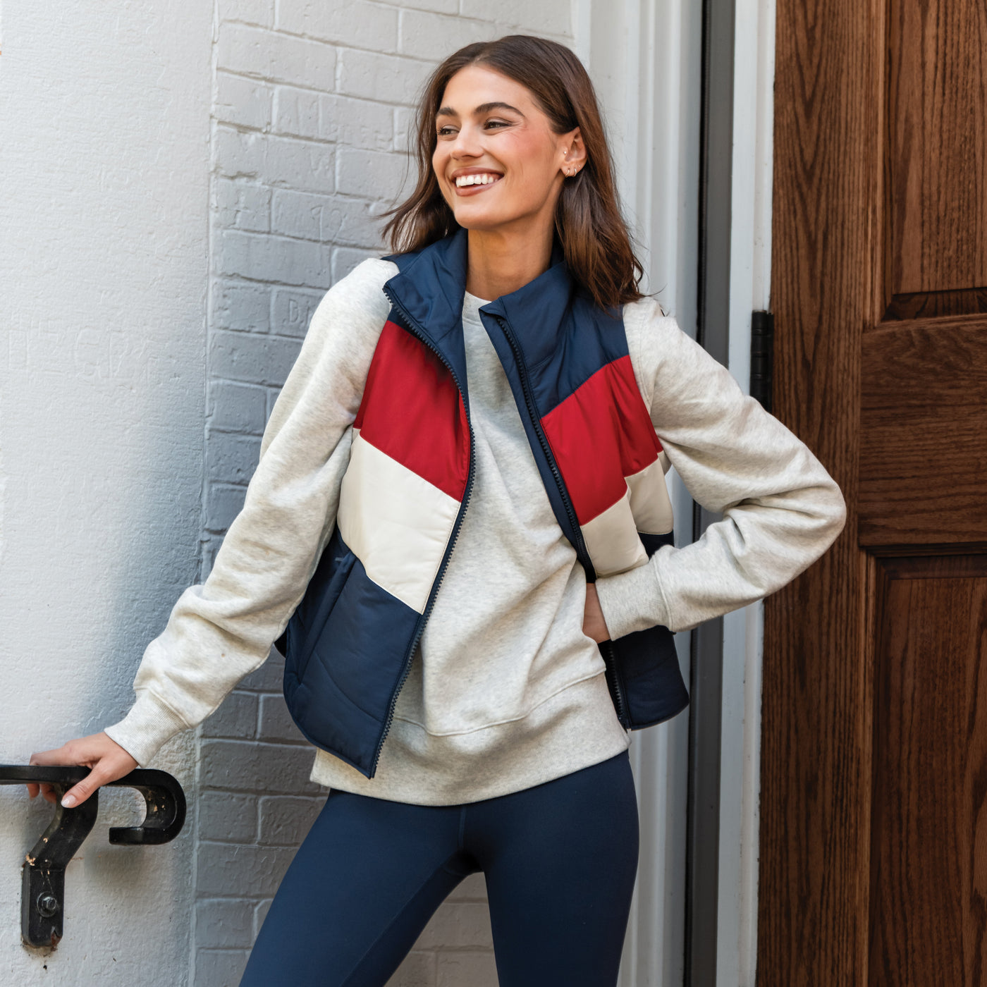 Cisco Insulated Vest | The Sunset Block - Fleet Navy/Cardinal Red/Ivory
