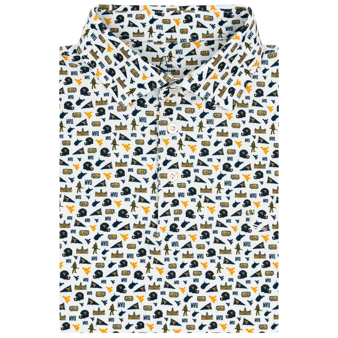 The West Virginia Gameday | Collegiate Polo | The West Virginia Gameday - White/Indigo Blue