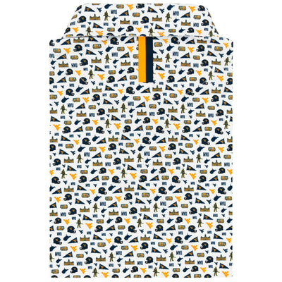 The West Virginia Gameday | Collegiate Polo | The West Virginia Gameday - White/Indigo Blue