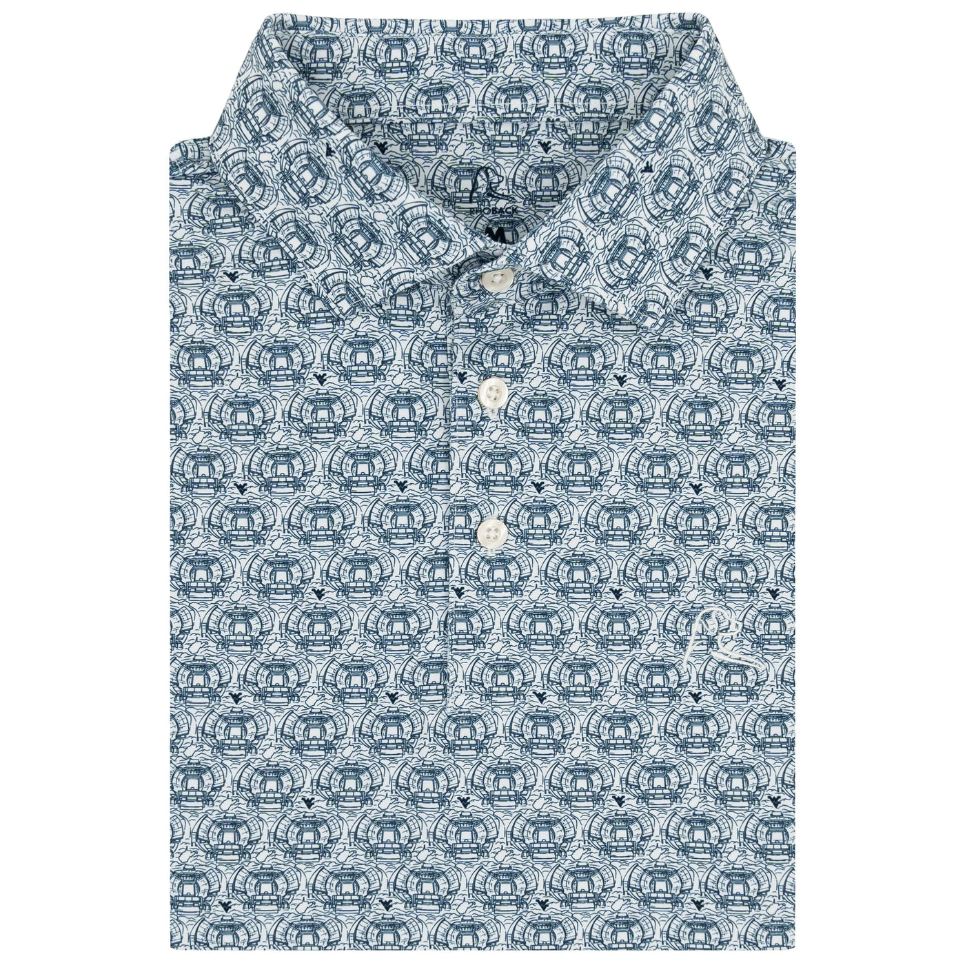 The West Virginia Mountaineer Field™ | Collegiate Polo | The West Virginia Mountaineer Field™ - White/Indigo Blue
