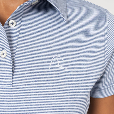 Whaler Heather Stripe Performance Polo | The Whaler Heather Stripe - Fleet Navy/White