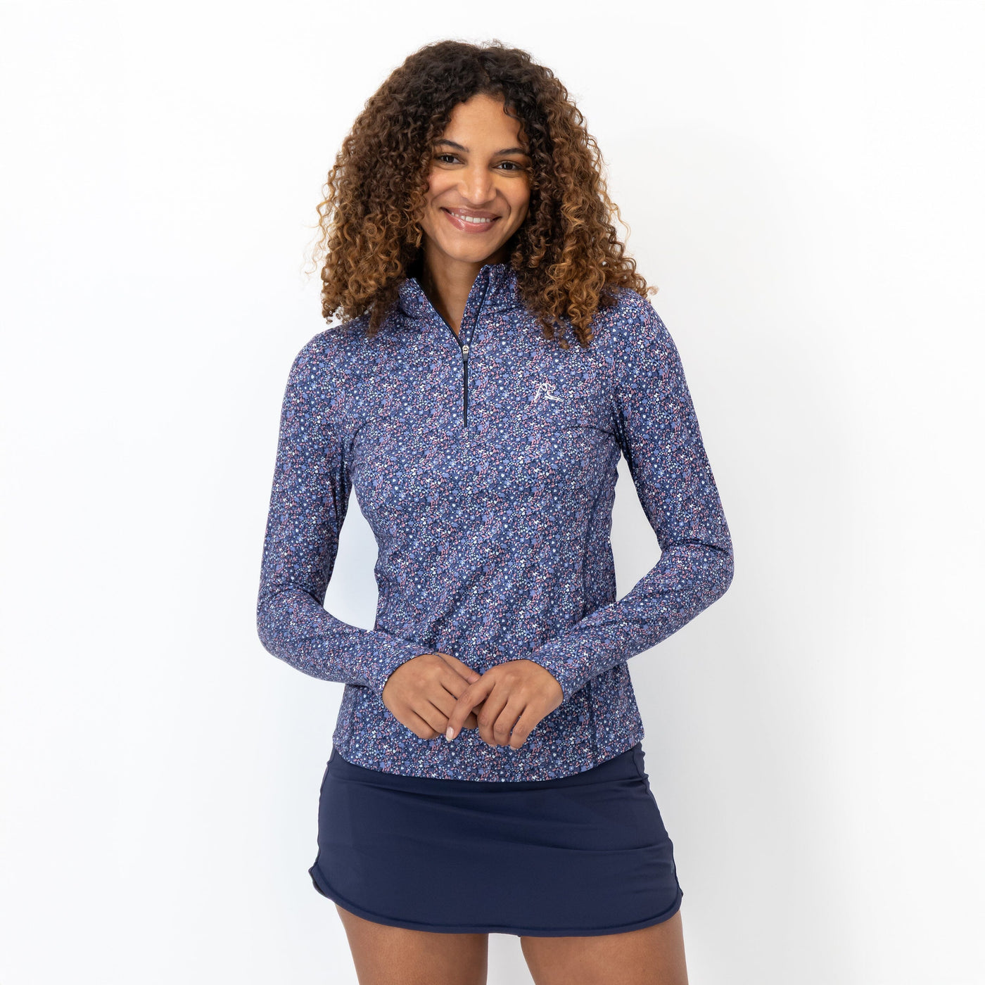 Wildflower Performance Q-Zip | The Wildflower - Fleet Navy/Flag Blue
