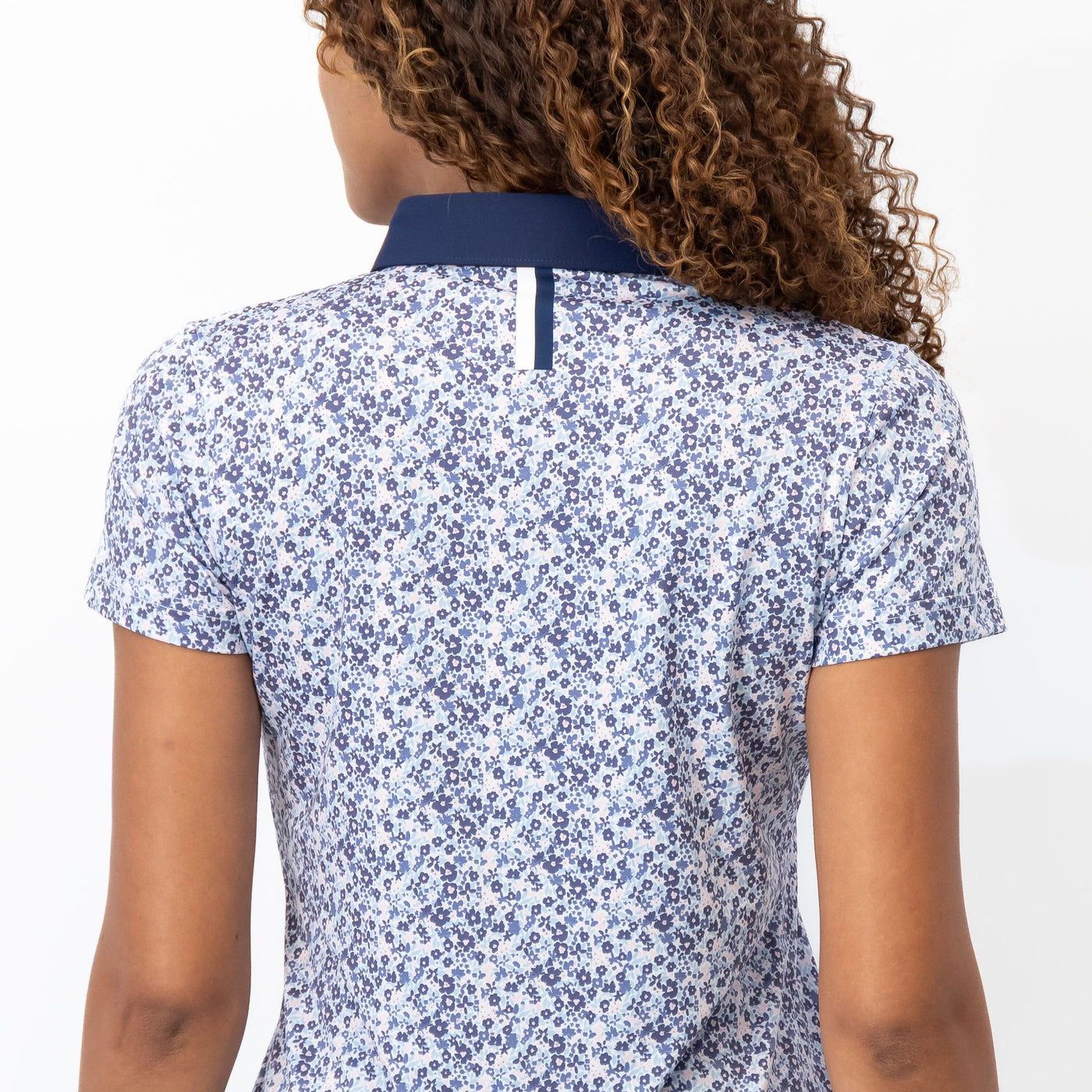Wildflower Performance Polo | The Wildflower - White/Flag Blue